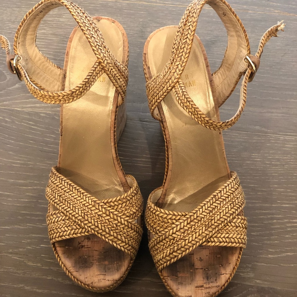 Stuart Weitzman cork wedges.